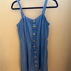 LOFT Blue Button-Down Mini Dress